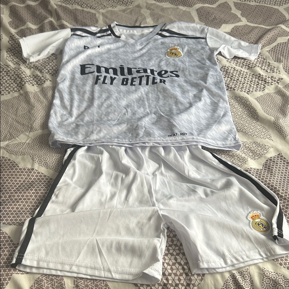 Kids White Soccer Jersey Set